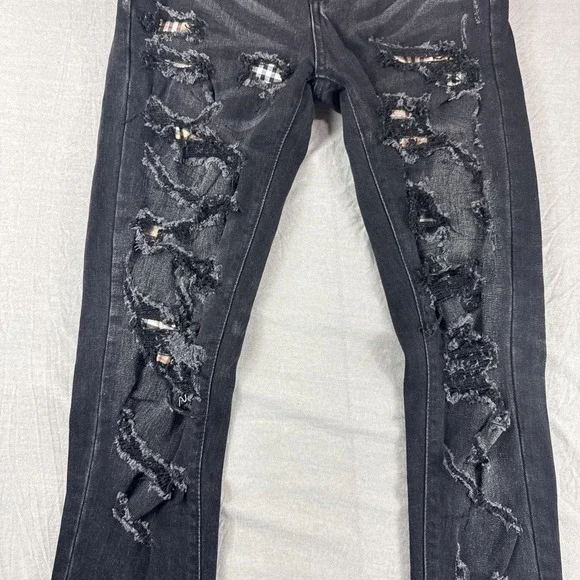 Amiri Skinny Jeans Mens 30x30 Black Denim Pants Button Fly Ripped
